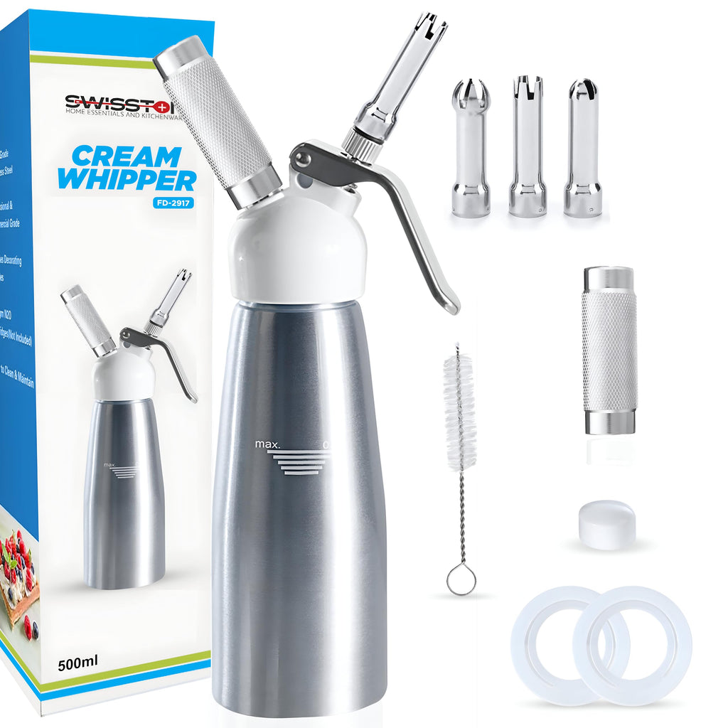 SWISSTON Whipped Cream Dispenser 500ml/1 Pint - Aluminum Cream Whipper & Whipping Siphon for Cold Foam, Coffee & Desserts