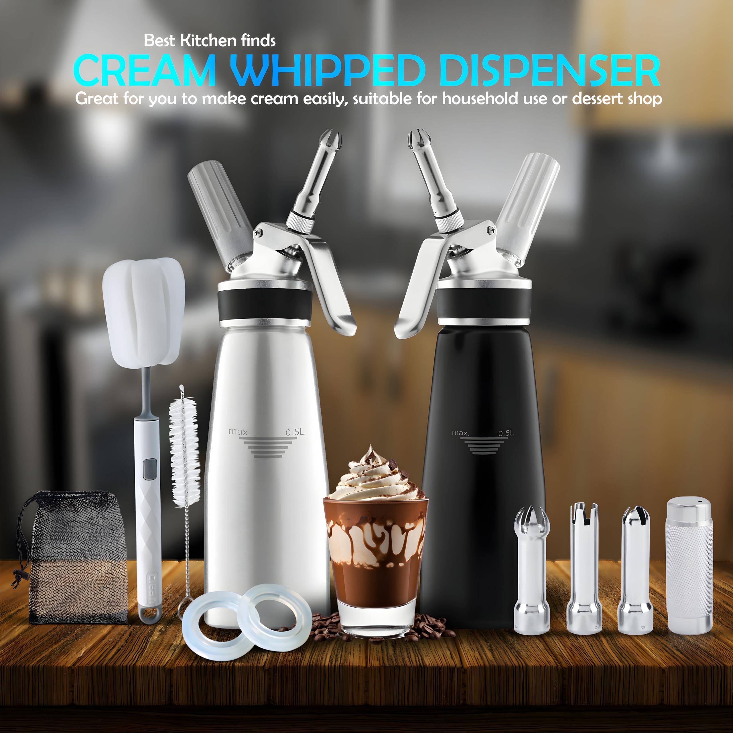 SWISSTON Whipped Cream Dispenser 500ml/1 Pint - Aluminum Cream Whipper & Whipping Siphon for Cold Foam, Coffee & Desserts