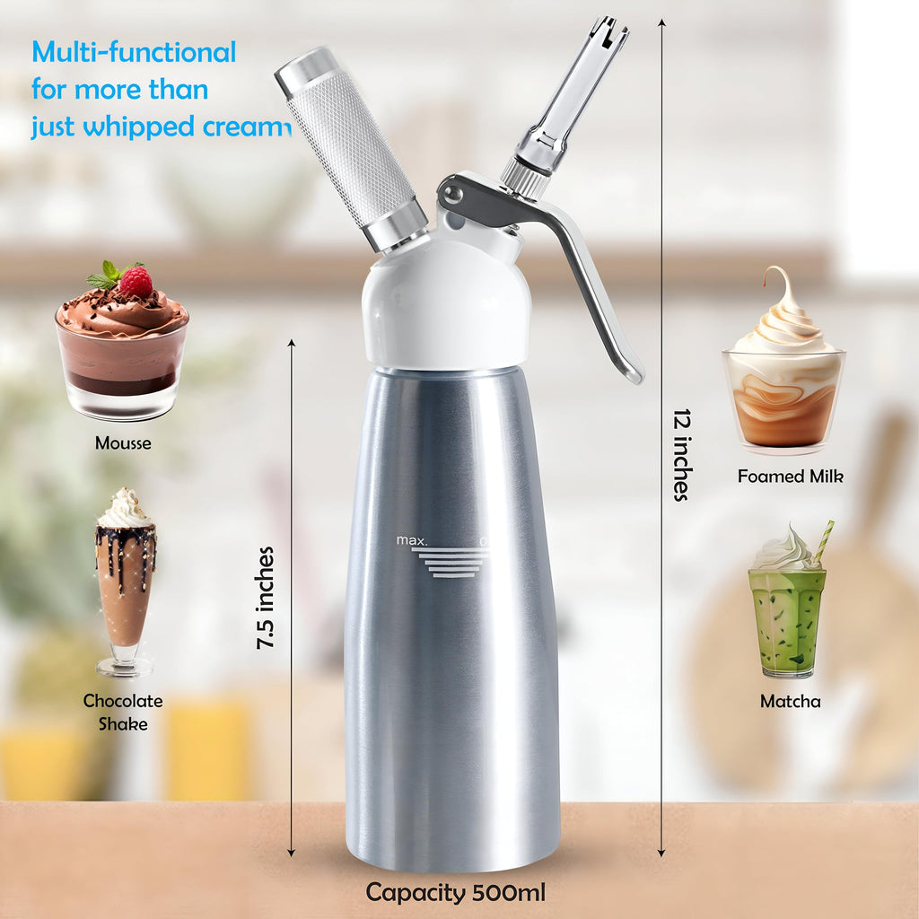 SWISSTON Whipped Cream Dispenser 500ml/1 Pint - Aluminum Cream Whipper & Whipping Siphon for Cold Foam, Coffee & Desserts